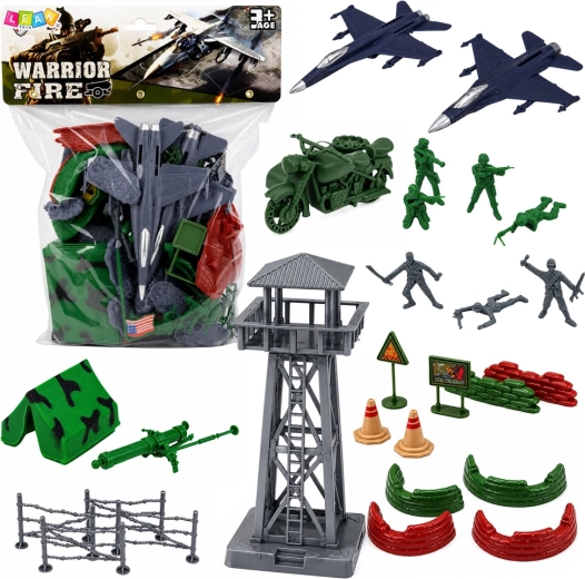 Zestaw wojskowy dla dzieci 72 elementy – żołnierzyki, samoloty, wieża i akcesoria