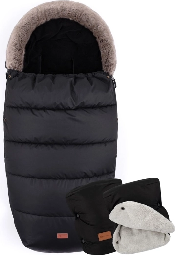 Petite&Mars zimowy śpiworek 4w1 Comfy Forever black + mufka Jasie ink black
