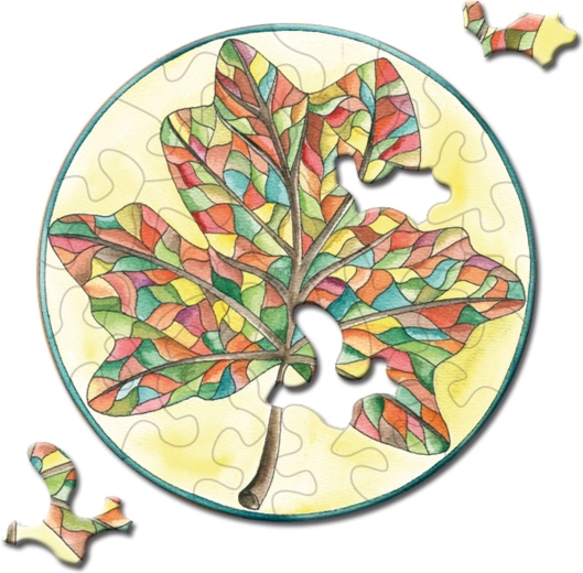 Okrągłe puzzle CURIOSI Picoli – liść, 33 elementy