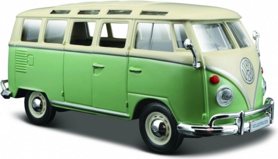 Metalowy model Volkswagen Van Samba beżowo‑zielony 1:24