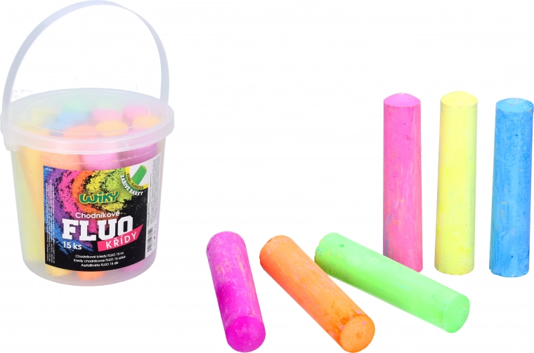 Kredy chodnikowe FLUO w wiaderku 15 szt.