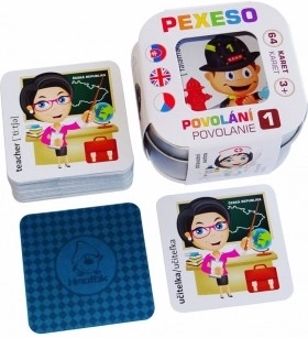 Pexeso Zawody 1 – wodoodporne, czesko-słowacko-angielskie, 64 karty w metalowym pudełku