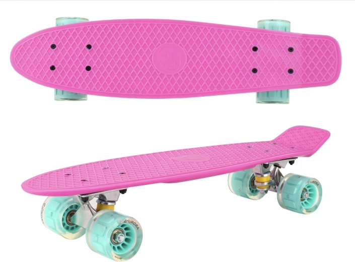 Plastikowy penny board ze świecącymi kółkami Pink Mint