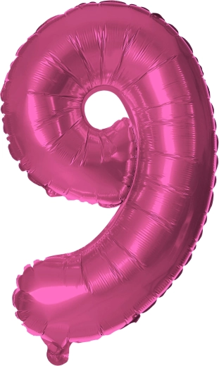 Balon foliowy cyfra 9 różowy 30 cm TORO