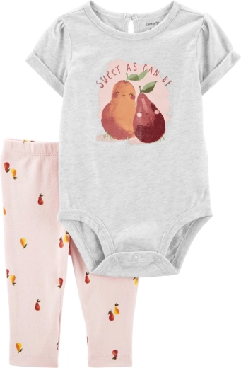 CARTER'S dwuczęściowy zestaw: body z krótkim rękawem i legginsy Grey Pears dla dziewczynki – NB