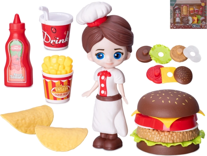 Laleczka kucharka 15 cm z akcesoriami