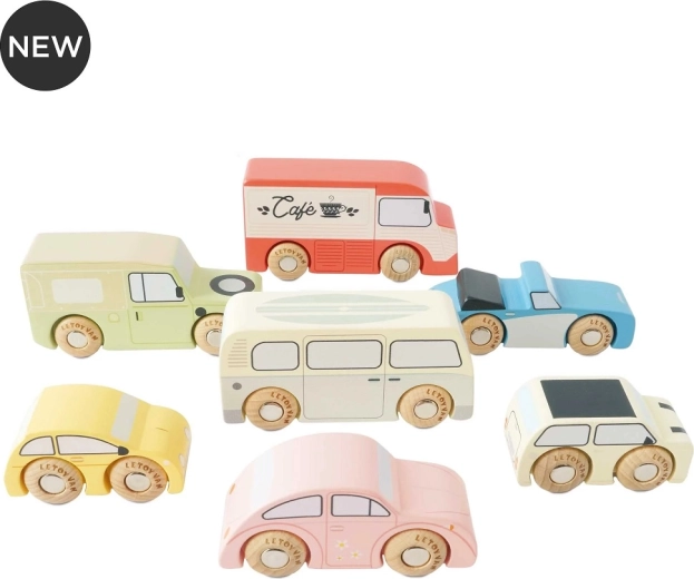 Zestaw drewnianych samochodzików Vintage Le Toy Van