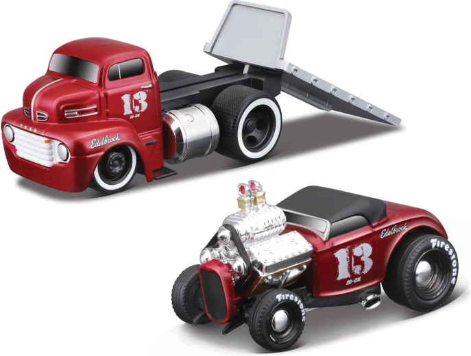 Maisto Muscle Transports 1950 Ford COE Flatbed z Ford Roadster 1:64