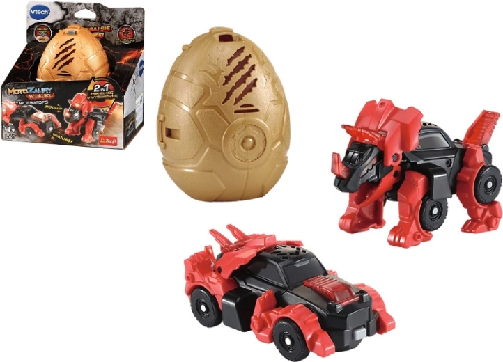 VTech Motozaury Triceratops w jajku – transformujący się dinozaur w wyścigówkę ze światłami i dźwiękami
