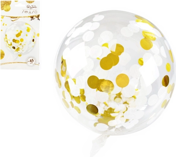 Celebrate! przezroczysty balon z złotymi konfetti