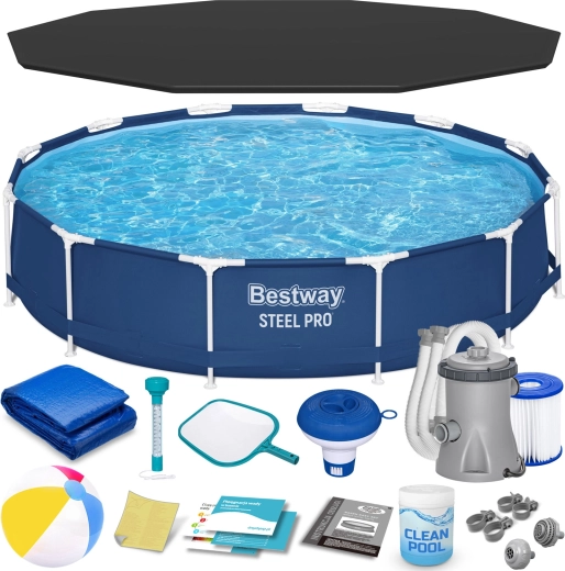Ogrodowy basen stelażowy 366 × 76 cm zestaw 16w1 Bestway