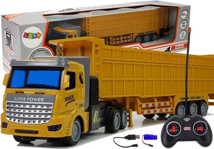 RC ciężarówka z dużą naczepą 27 MHz 1:48 żółta