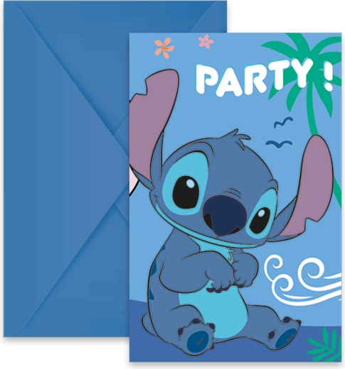 Disney Stitch – zaproszenia z kopertami (6 szt.)