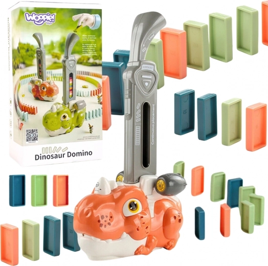 Woopie dinozaurowa lokomotywa do domina z oświetleniem – pomarańczowa