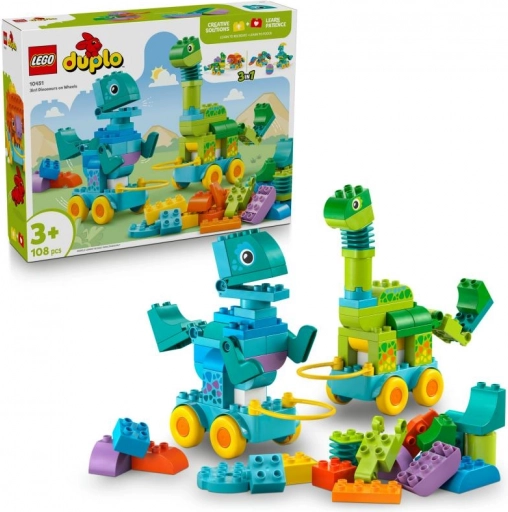 Klocki LEGO DUPLO 3 w 1: Dinozaury na Kółkach