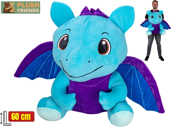 Plush Friends smok niebieski pluszowy 60 cm siedzący