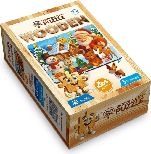 WOODEN CITY Drewniane puzzle Święty Mikołaj, 40 elementów
