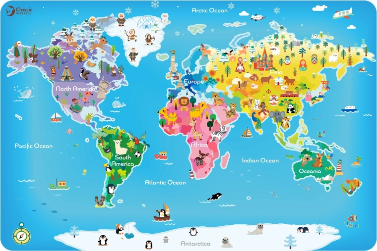 Drewniane puzzle Mapa świata dla dzieci Classic World