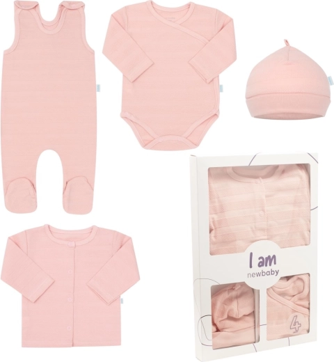 4‑częściowy zestaw dla noworodka NEW BABY I AM, różowy, rozm. 56 (0–3 mies.)