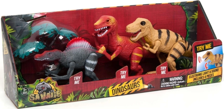 Trzy dinozaury i drzewko w jednym opakowaniu