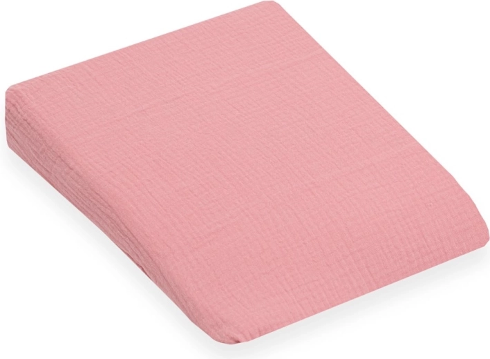 Muślinowa poszewka na dziecięcą poduszkę – klin New Baby Standard 30 × 37 cm, różowa