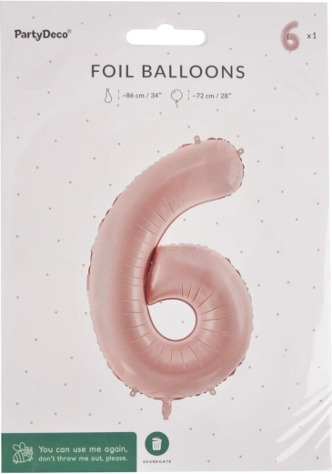 Foliowy balon cyfra 6 beżowy 72 cm