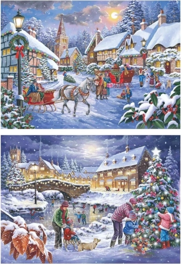 Puzzle House of Puzzles Zbliżają się Święta, 2 × 500 dużych elementów