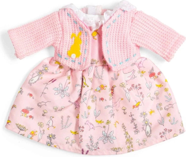 Bigjigs Toys sukienka z motywem natury i różowy sweterek dla lalki 34 cm