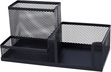 Biurkowy stojak na przybory piśmiennicze, czarny drut, zestaw 20,3 × 10,4 × 9,5 cm