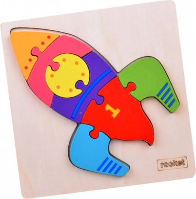 Drewniane puzzle rakieta Montessori – edukacyjna wkładanka dla dzieci