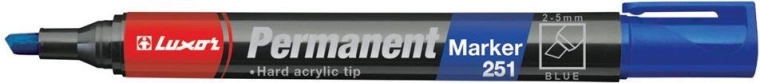 Permanentny marker LUXOR 251 ze ściętą końcówką 2–5 mm – niebieski