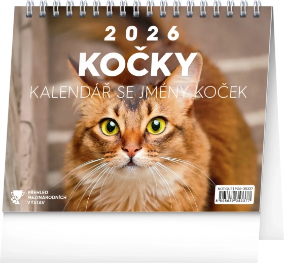 Kalendarz biurkowy Koty 2026 z imionami