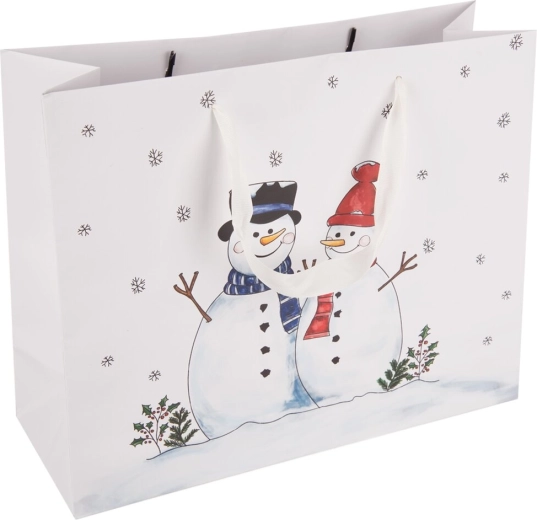 Papierowa torba prezentowa z bałwankiem 32 × 12 × 26 cm