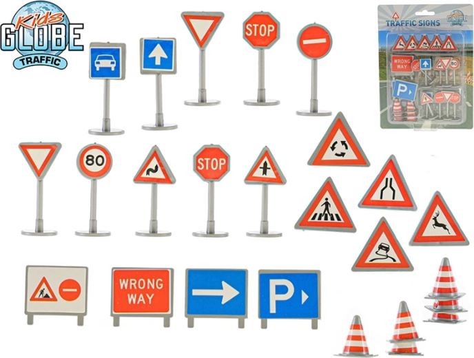 Kids Globe Traffic mini znaki drogowe – zestaw 25 szt.