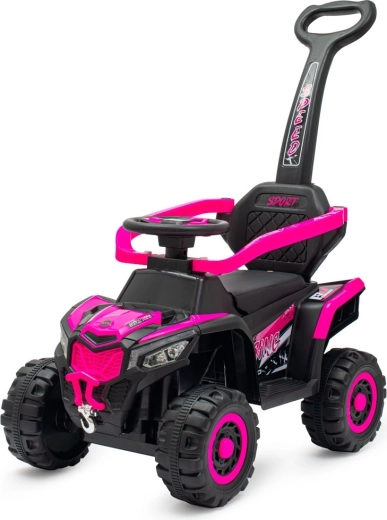 Dziecięcy elektryczny jeździk z prowadzącą rączką różowy BABY MIX Ruggy