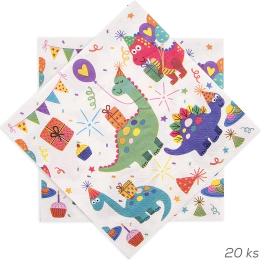 Papierowe serwetki z motywem dinozaurów 33 × 33 cm (20 szt.)