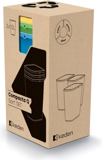 Zestaw koszy do segregacji Compacta Q Sort 3×12 l