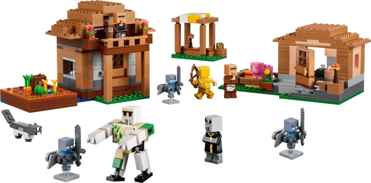 Wioska Minecraft z 3 szczegółowymi budowlami