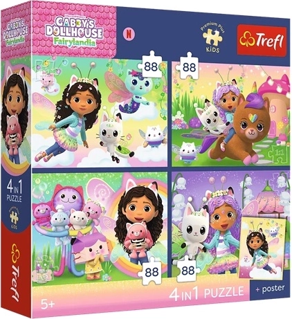 Trefl Puzzle dla dzieci 4×88 Kocie harce – Koci domek Gabi