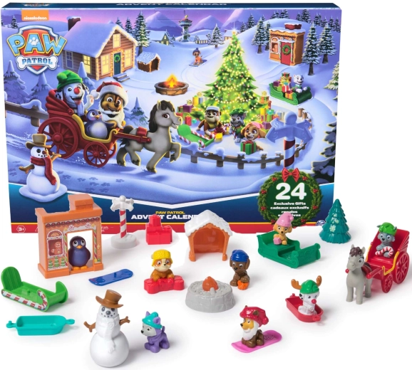 Kalendarz adwentowy PAW PATROL – 24 niespodzianki, figurki zwierzątek i zimowe dodatki