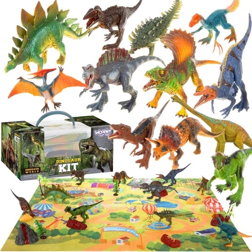 Duży zestaw dinozaurów XXL z matą do zabawy Prehistoryczny świat WOOPIE