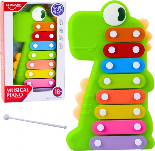 Cymbałki dla dzieci – dinozaur, zielone, 8 tonów
