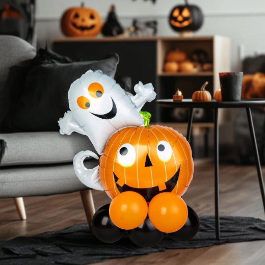 Halloweenowa dekoracja balonowa z dynią