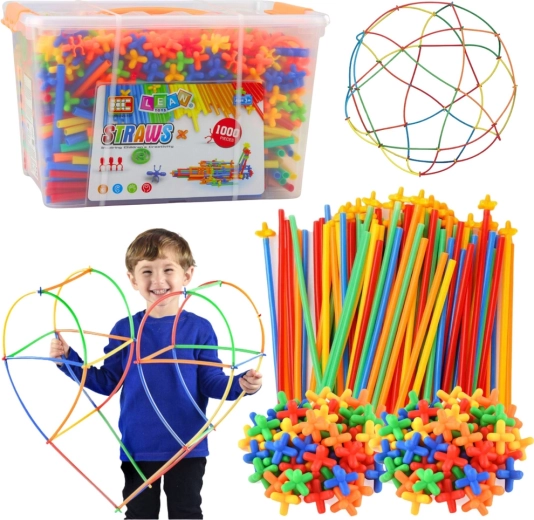 Konstrukcyjny zestaw do budowania słomki STRAWS, 1000 elementów w walizce