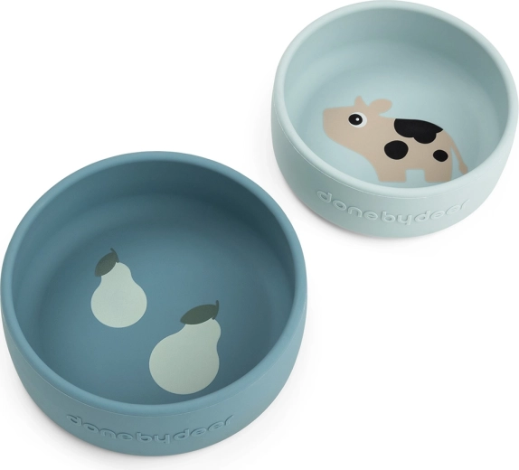 Done by Deer zestaw silikonowych miseczek Dotti, niebieski, 2 szt.