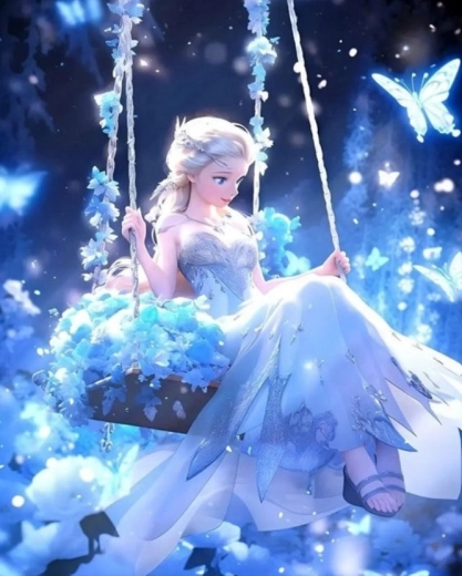 Diamentowa mozaika Elsa na huśtawce