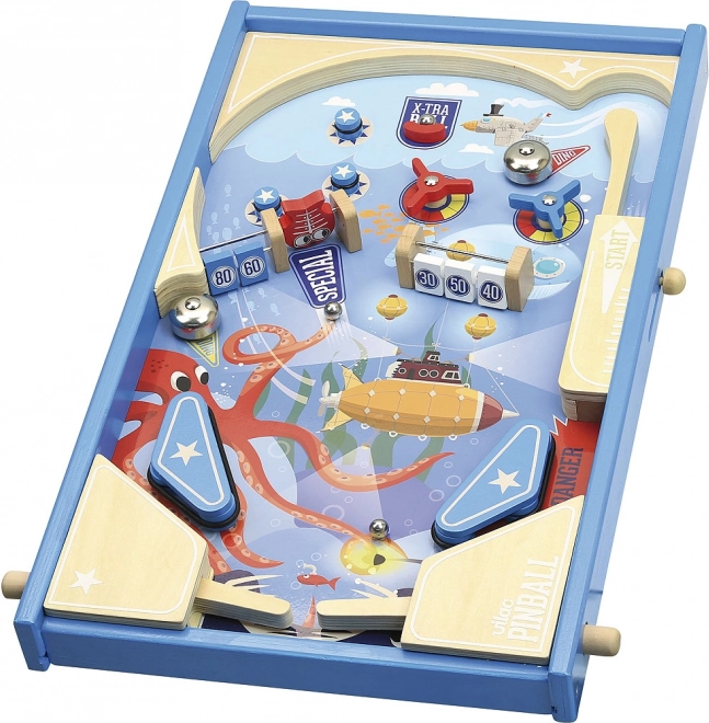 Drewniany pinball VILAC – duży podwodny flipper stołowy