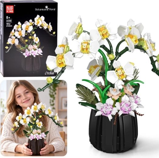 Klocki konstrukcyjne orchidea w doniczce Mould King (1014+ elementów)