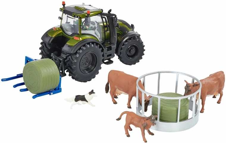 Szczegółowy traktor Valtra z kierowcą