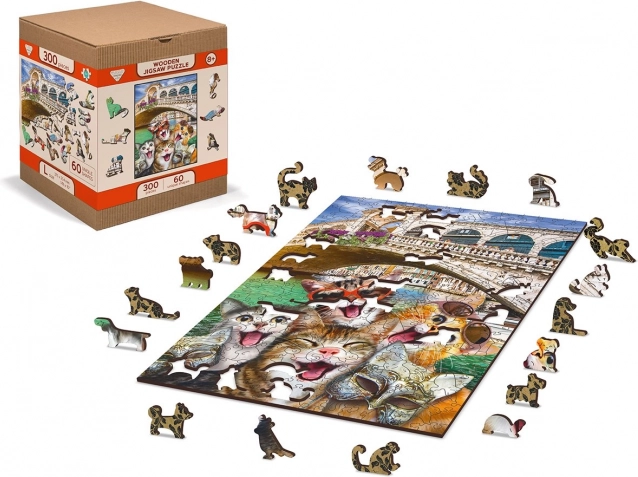 Drewniane puzzle Kocięta w Wenecji 2w1